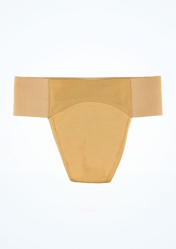 Men's tan ballet thong from front